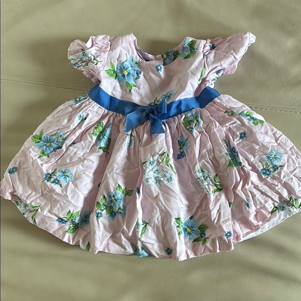 Floral Pink Dress with Blue Accents